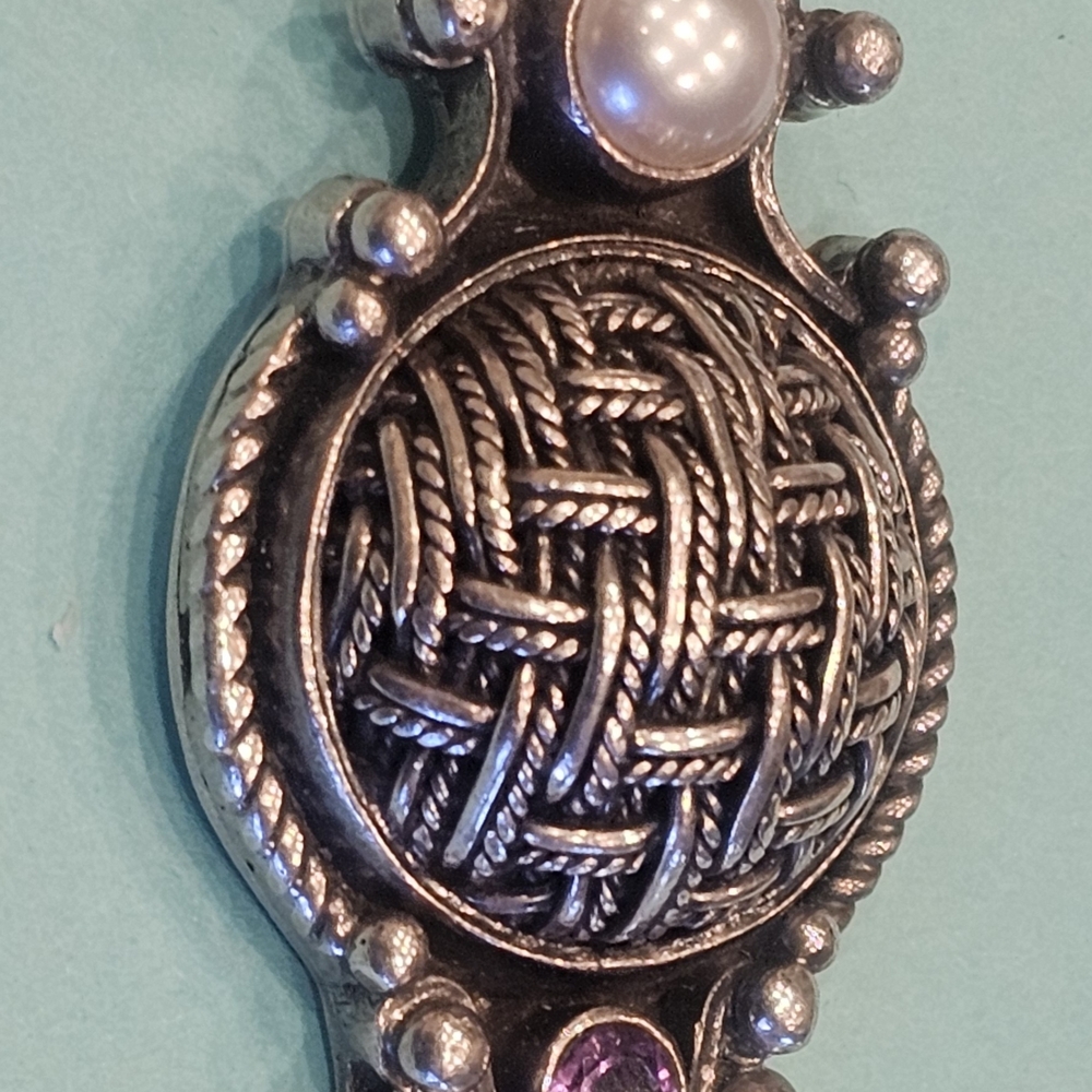 Elegant Silver and Pearl Pendant Bold Statement Jewelry